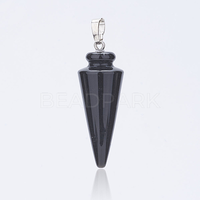Natural Dyed & Heated Black Agate Pendants G-P236-09-1
