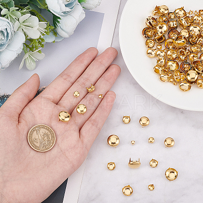 200Pcs 5 Style Brass Four-Claw Rivets KK-GF0001-07G-1