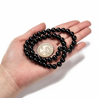 Natural Eyeless Obsidian Beads Strands X-G-K123-06-8mm-1