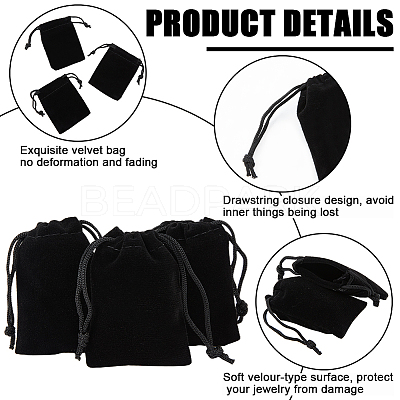 25Pcs Rectangle Velvet Drawstring Pouches TP-BBC0001-04B-03-1