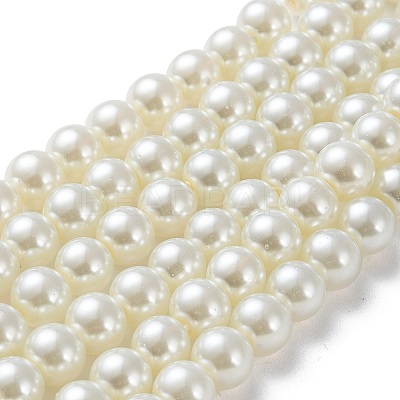 Baking Paint Pearlized Glass Pearl Round Bead Strands X-HY-Q330-8mm-02-1
