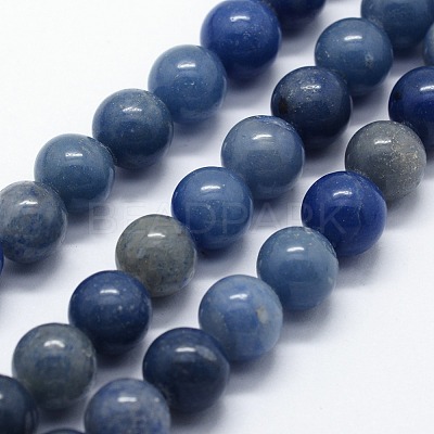 Dyed & Heated Natural Blue Aventurine Beads Strands X-G-I199-24-10mm-1