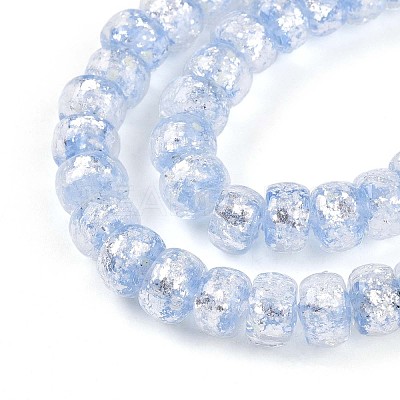Luminous Handmade Silver Foil Glass Beads Strands FOIL-N029-02B-07-1