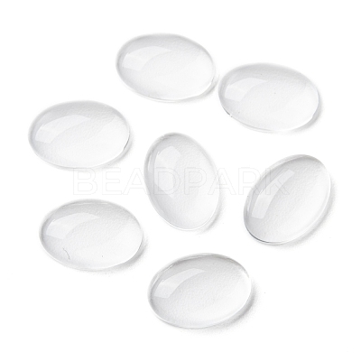 Transparent Oval Glass Cabochons X-GGLA-R022-14x10-1