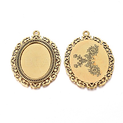 Tibetan Style Pendant Cabochon Settings TIBEP-553-AG-FF-1