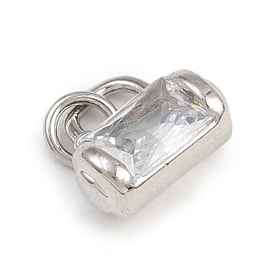 Brass Micro Pave Clear Cubic Zirconia Charms KK-A269-37P-1