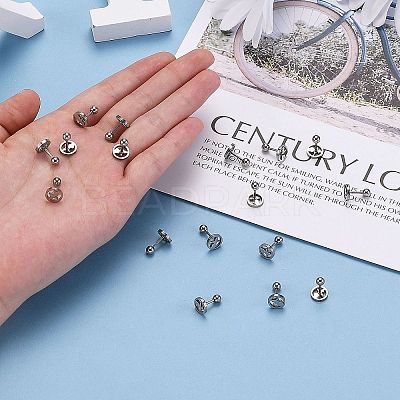 Tarnish Resistant 201 Stainless Steel Barbell Cartilage Earrings LS-EJEW-R147-33-1
