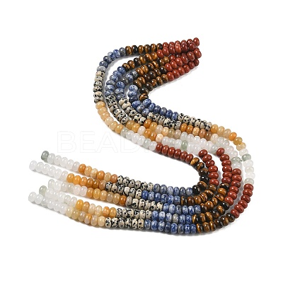 Natural Red Jasper & Tiger Eye & Blue Spot Jasper & Dalmatian Jasper & Topaz Jade & Tianshan Cui Quartzite Beads Strands GG-CBA9281-A08-5x8mm-1