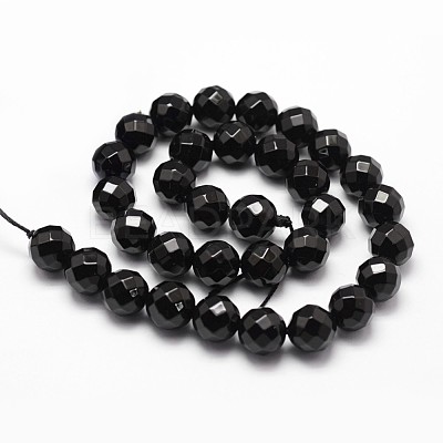 Natural Dyed & Heated Black Onyx Beads Strands G-D840-23-6mm-1