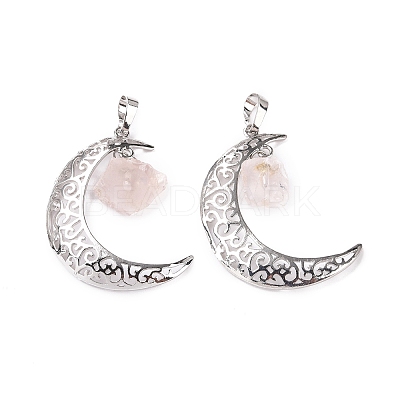 Natural Rose Quartz Nuggets Pendants G-L524-02P-01-1