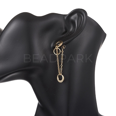 304 Stainless Steel Flat Round Tassel Stud Earrings EJEW-JE06883-1