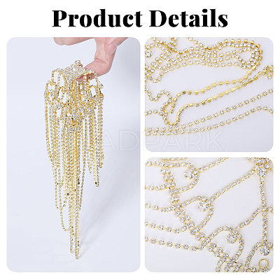 Metal Rhinestone Tassel Hair Chain Hat for Bridal DIY-WH0504-183-1
