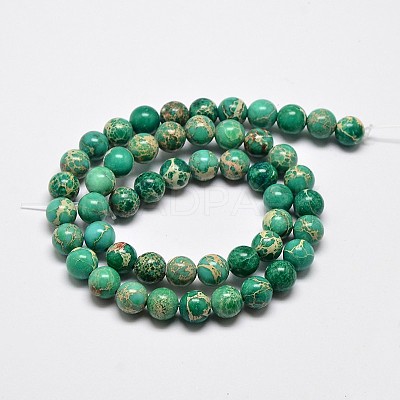 Natural Imperial Jasper Beads Strands G-I122-8mm-05-1