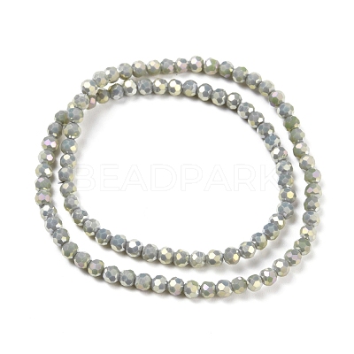 Faceted(32 Facets) Round Full Rainbow Plated Electroplate Glass Beads Strands EGLA-J130-FR16-1