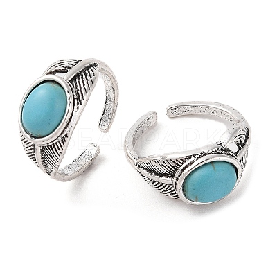 Oval Synthetic Turquoise Cuff Rings RJEW-B107-09AS-1