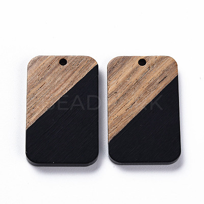 Opaque Resin & Walnut Wood Pendants RESI-T035-38E-1