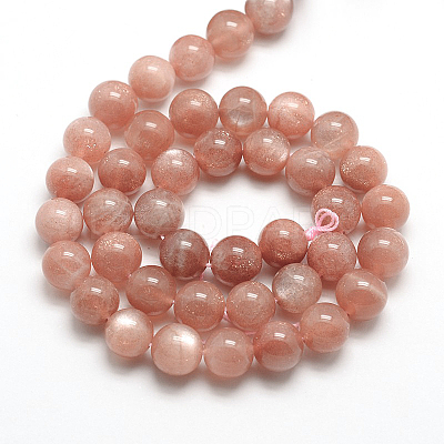 Grade AAA Natural Gemstone Sunstone Round Beads Strands G-E251-34-4mm-1