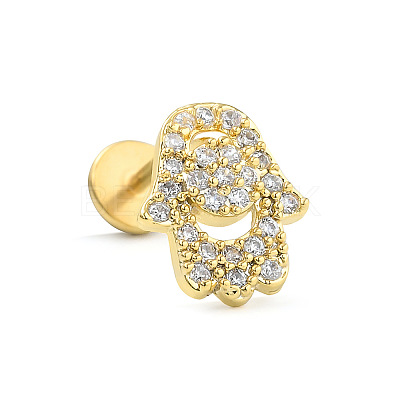 316L Surgical Stainless Steel Micro Pave Clear Cubic Zirconia Cartilage Earrings for Women Men WG67427-12-1