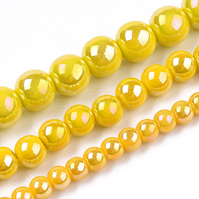 Electroplate Opaque Glass Beads Strands GLAA-T032-P4mm-AB08-1