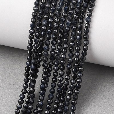 Natural Black Sapphire Beads Strands G-P625-3mm-01-1