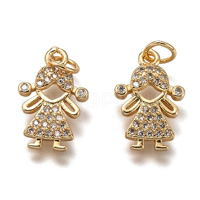 Brass Micro Pave Clear Cubic Zirconia Pendants ZIRC-B002-58G-1