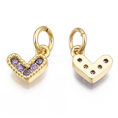 Brass Micro Pave Cubic Zirconia Charms KK-N227-33G-08-NF-1