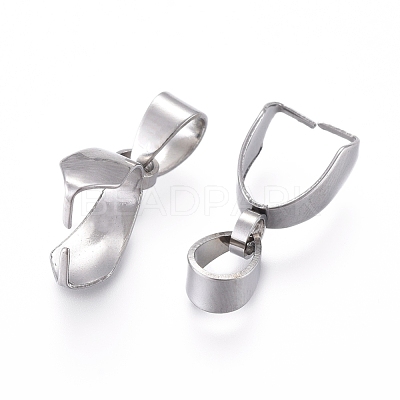 Tarnish Resistant 201 Stainless Steel Pendant Pinch Bails X-STAS-E437-28P-1