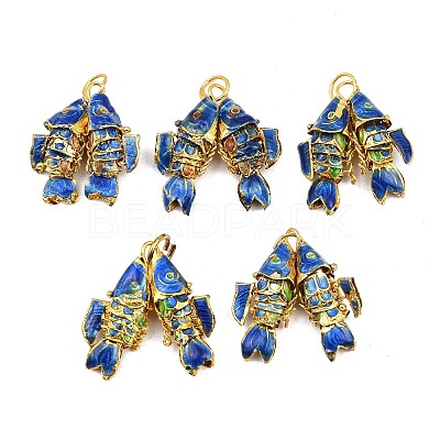 Brass Cloisonne Pendants KK-P251-A01-G-05-1