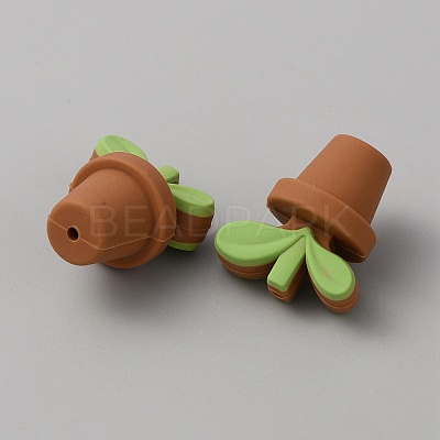 Leaf Pot Food Grade Eco-Friendly Silicone Beads LS-SIL-WH0014-18G-1