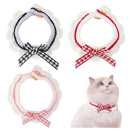 3Pcs 3 Colors Acrylic Fibers Cat Bowknot Collar AJEW-FG0004-34-1