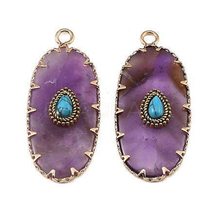 Natural Amethyst & Synthetic Turquoise Carved Pendants GG-CBA5963-02H-1