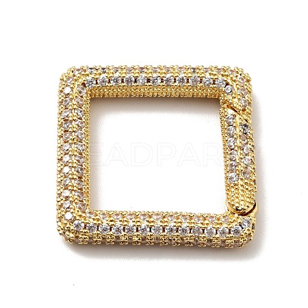 Brass Micro Pave Clear Cubic Zirconia Spring Gate Rings KK-G414-04G-1