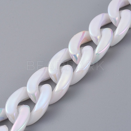 Handmade Acrylic Imitation Pearl Curb Chains AJEW-JB00519-1