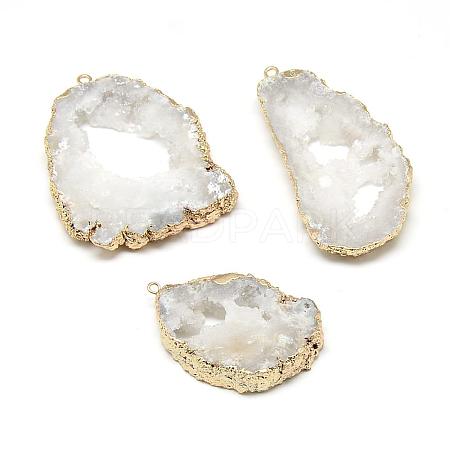 Plated Natural Quartz Crystal Pendants G-T010-13-1