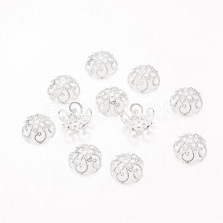 5-Petal Filigree Brass Bead Caps KK-B218-S-1