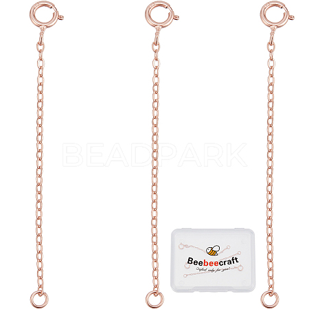 3Pcs 925 Sterling Silver Cable Chain Extender BJEW-BBC0003-32A-1