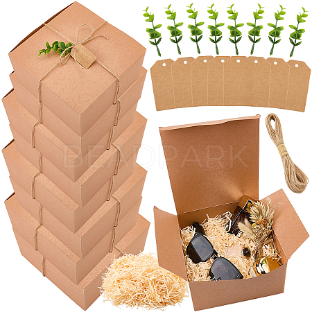 8Pcs Square Folding Kraft Paper Mailer Boxes CON-CP0001-018C-1