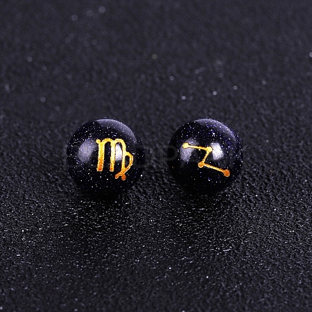 Synthetic Blue Goldstone Carved Constellation Beads PW-WG92554-06-1