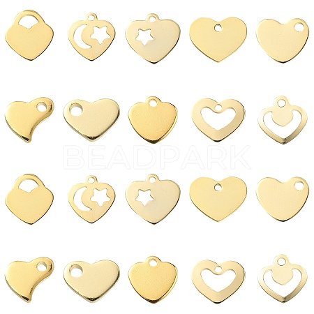 50Pcs 10 Styles 201 Stainless Steel Charms STAS-CJ0002-23-1