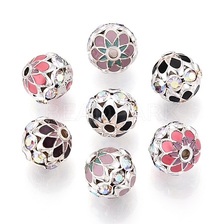 Round Brass Enamel Beads KK-Q080-01A-S-1