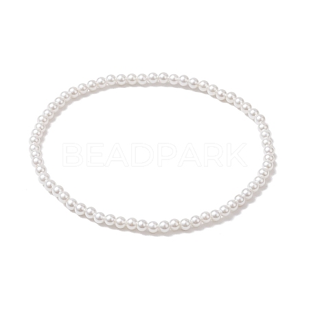 Rond Shell Pearl Beaded Stretch Bracelets for Women BJEW-JB11038-1