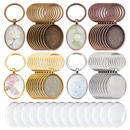 24Pcs 4 Styles Alloy Keychain Making Kits KEYC-ME00019-1