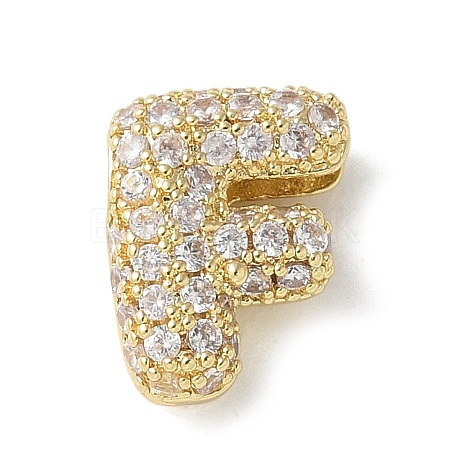 Brass Micro Pave Cubic Zirconia Beads KK-P290-61G-F-1