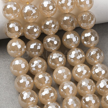 Electroplated Natural Agate Beads Strands G-B191-A07-10mm-07-1