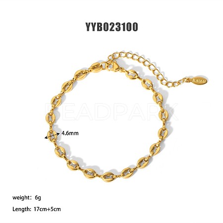 Simple Stainless Steel Coffee Bean Chains Bracelets for Summer Beach PM6439-18-1