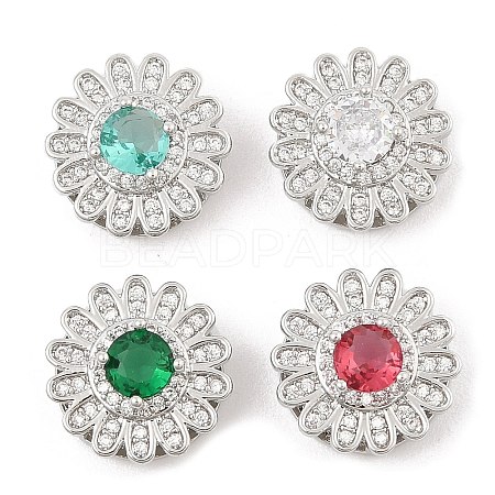 Brass Micro Pave Cubic Zirconia Slide Charms ZIRC-I068-12P-1