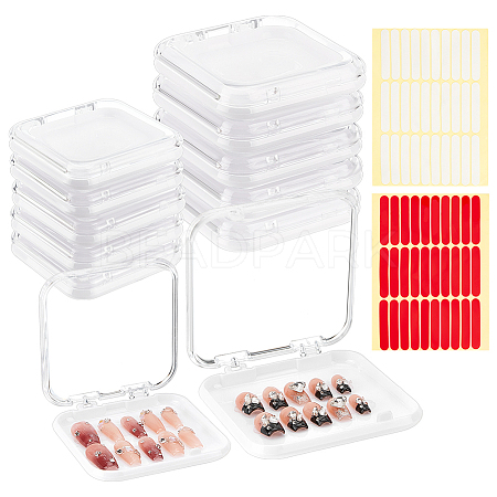 20Pcs Transparent Plastic Nail Art Tool Storage Box CON-BC0007-03C-1