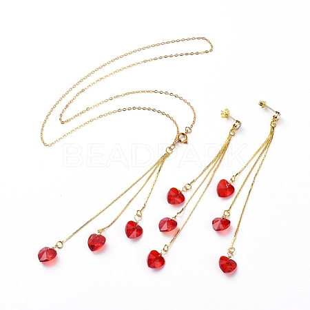 Stud Earrings & Pendant Necklaces Sets SJEW-JS01075-05-1