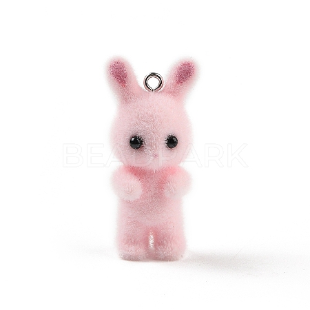 Flocking Resin Cute Bunny Pendants MACR-P043-J02-1