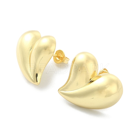 Rack Plating Brass Heart Stud Earrings for Valentine's Day EJEW-Q780-06G-1